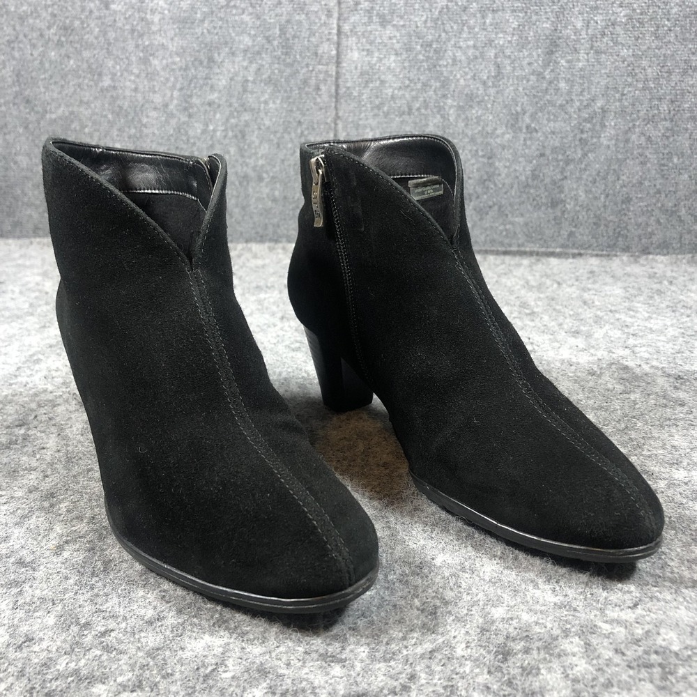 Luftpolster Booties Womens 8.5 Black Suede Ankle Boots Zip Comfort Shoes